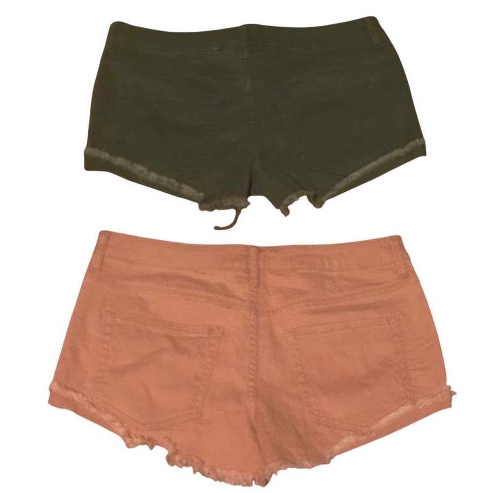 Forever 21 Los Angeles Distressed Denim Shorts Bundle Pink Olive Green Size 28 - Picture 2 of 6